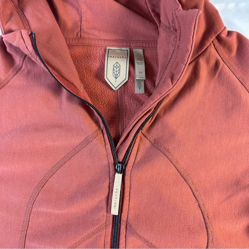 Indygena Women’s Long Sleeve, Hooded Rust Orange Hooded Fleece Sweatshirt,SizeM - Picture 3 of 16